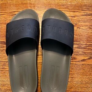 Men's NOBULL Black and Green Slide Sandals
